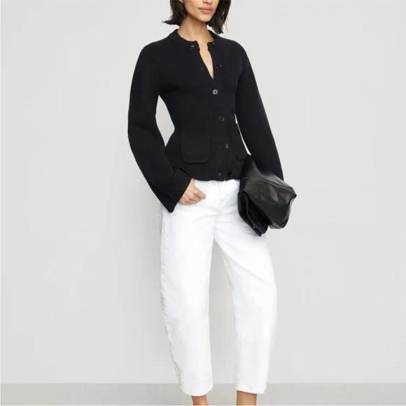 Modern Citizen Eames Organic Cotton-Wool Black Minimalist Cardigan Sweater M - Picture 10 of 14